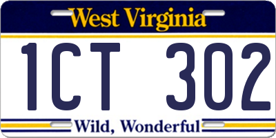 WV license plate 1CT302
