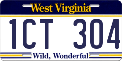 WV license plate 1CT304