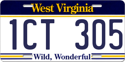 WV license plate 1CT305