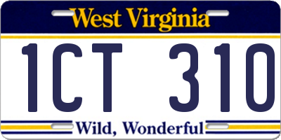 WV license plate 1CT310