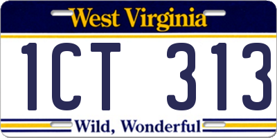 WV license plate 1CT313