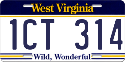 WV license plate 1CT314