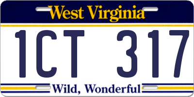 WV license plate 1CT317
