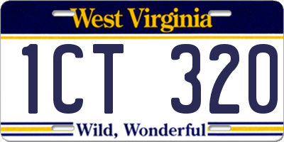 WV license plate 1CT320