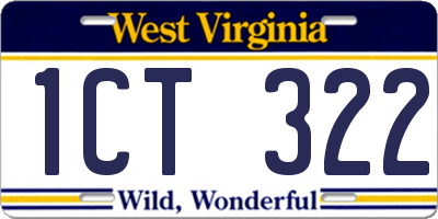 WV license plate 1CT322