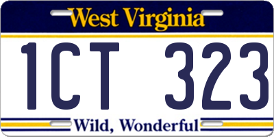 WV license plate 1CT323
