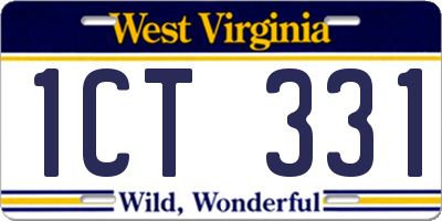 WV license plate 1CT331