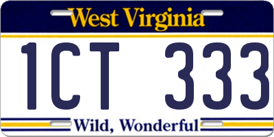WV license plate 1CT333
