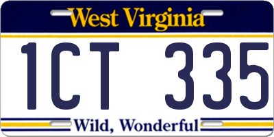 WV license plate 1CT335
