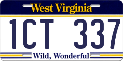 WV license plate 1CT337