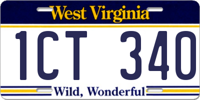 WV license plate 1CT340