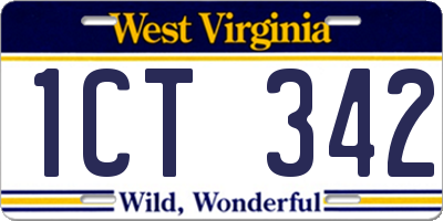 WV license plate 1CT342
