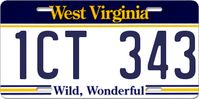 WV license plate 1CT343