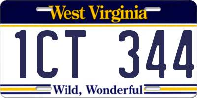 WV license plate 1CT344