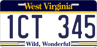 WV license plate 1CT345