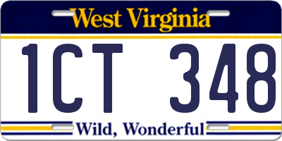 WV license plate 1CT348