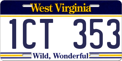 WV license plate 1CT353