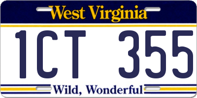 WV license plate 1CT355