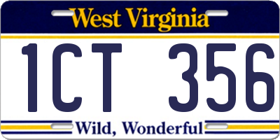 WV license plate 1CT356