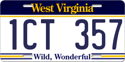 WV license plate 1CT357