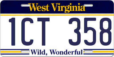 WV license plate 1CT358
