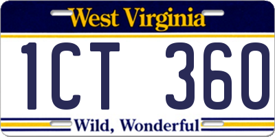 WV license plate 1CT360