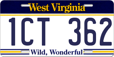 WV license plate 1CT362
