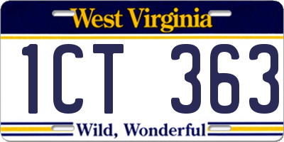 WV license plate 1CT363