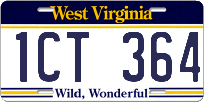 WV license plate 1CT364