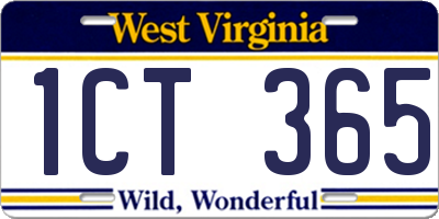 WV license plate 1CT365