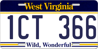 WV license plate 1CT366