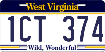 WV license plate 1CT374