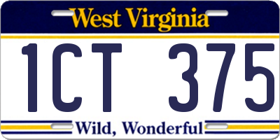 WV license plate 1CT375