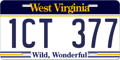 WV license plate 1CT377