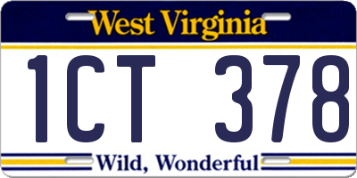 WV license plate 1CT378