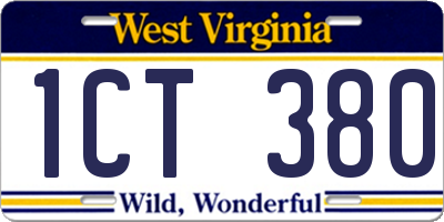 WV license plate 1CT380