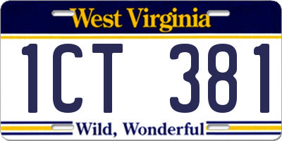WV license plate 1CT381