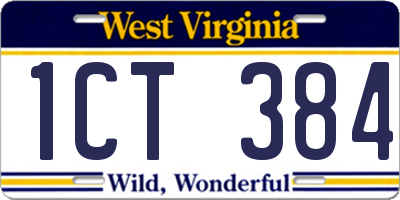 WV license plate 1CT384