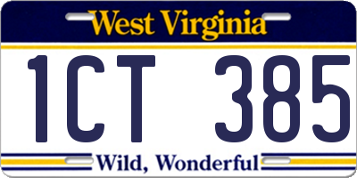 WV license plate 1CT385