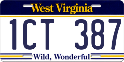 WV license plate 1CT387