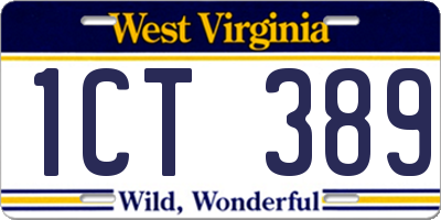 WV license plate 1CT389