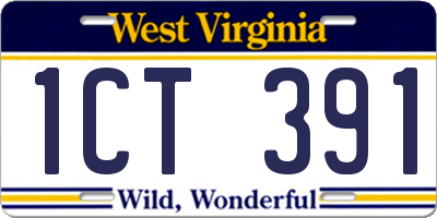 WV license plate 1CT391
