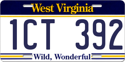 WV license plate 1CT392