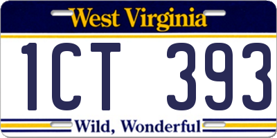 WV license plate 1CT393