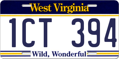 WV license plate 1CT394