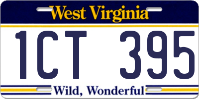WV license plate 1CT395