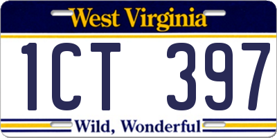 WV license plate 1CT397