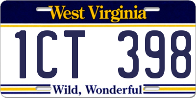 WV license plate 1CT398