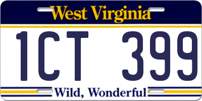 WV license plate 1CT399