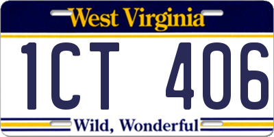WV license plate 1CT406